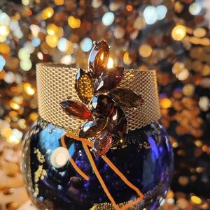 Vintage 90's Golden Goddess Amber Blossom Snake Chain Braclet Minty